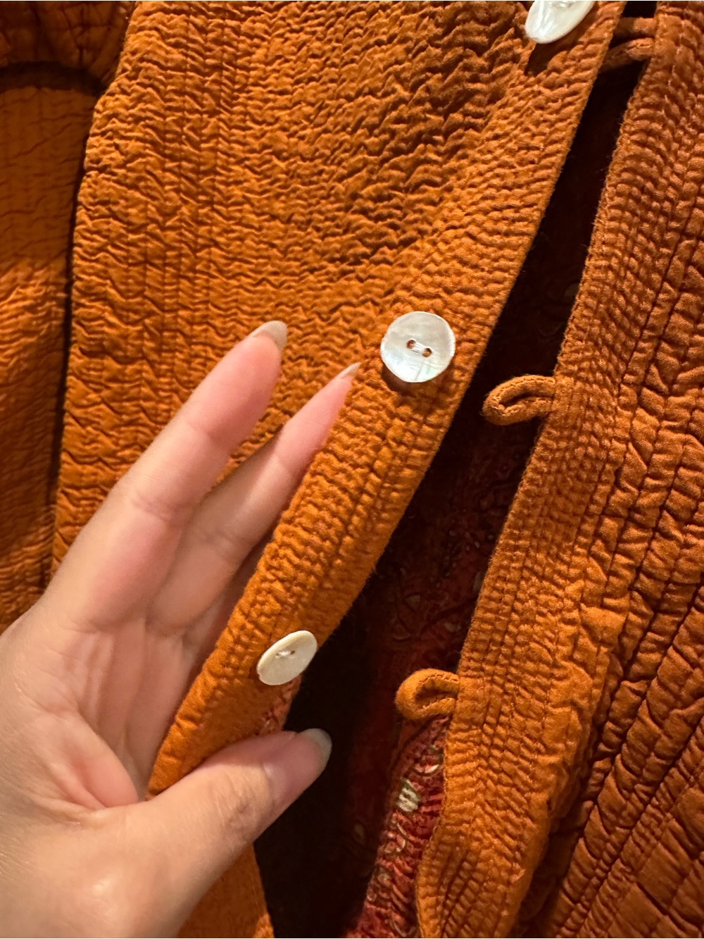 Reversible Orange Quilted Button-Front Jacket - Picture 3 of 8
